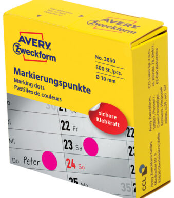 AVERY markeringspunten, rond 10 mm, magenta, op rol, permanent