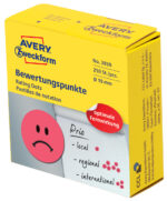 AVERY markeringspunten, Gezicht negatief, rond 19 mm, rood, permanent