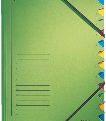 LEITZ sorteermap, DIN A4, karton, 12 vakken, groen
