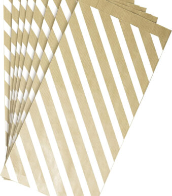 Clairefontaine papieren zak met blokbodem 'Strepen', bruin/wit