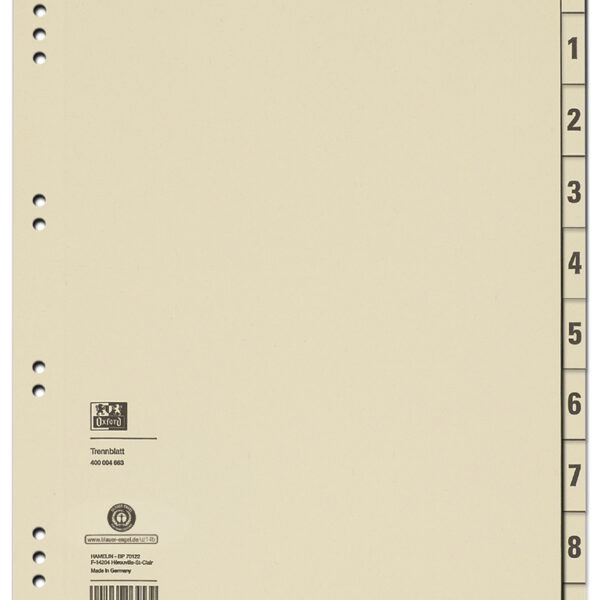 ELBA scheidingsbladen, 2-zijdig bedrukt, chamois, 240 x 300 mm