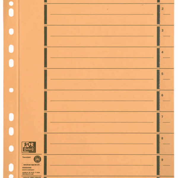 ELBA scheidingsbladen met perforatie, DIN A4 overbreed, geel