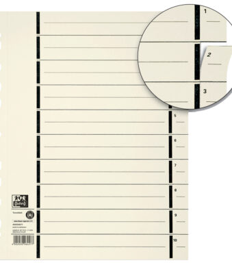 ELBA scheidingsbladen met perforatie, DIN A4 overbreed, chamois