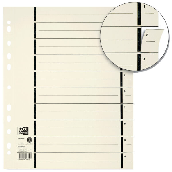 ELBA scheidingsbladen met perforatie, DIN A4 overbreed, chamois