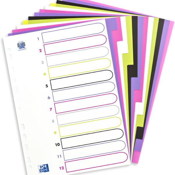 ELBA kunststof tabbladen myColour, DIN A4, 12-delig, blanco