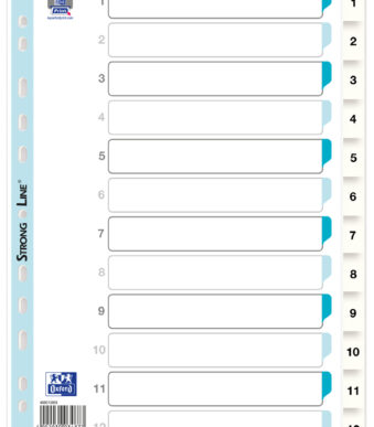 ELBA kunststof tabbladen, cijfers, DIN A4, wit, 12-delig