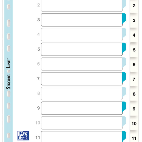 ELBA kunststof tabbladen, cijfers, DIN A4, wit, 12-delig