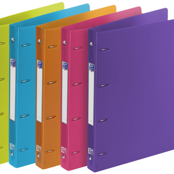 Oxford ringband ´School Life´, DIN A4 XL, 4-rings, PP, rugbreedte 30 mm, kleuren assorti