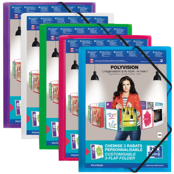 Oxford hoekspanmap POLYVISION, kleuren assorti