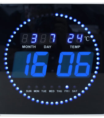 UNiLUX LED-wandklok FLO LED, met datum/temperatuur, zwart