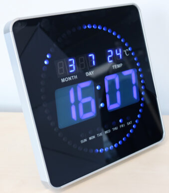 UNiLUX LED-wandklok FLO LED, met datum/temperatuur, zwart