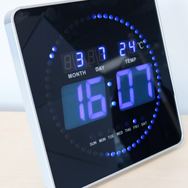 UNiLUX LED-wandklok FLO LED, met datum/temperatuur, zwart