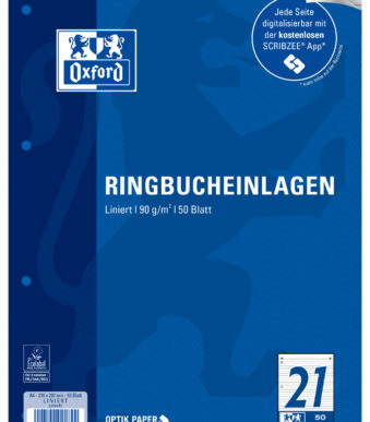 Oxford gelinieerde inlegvellen, A4-formaat, 50 stuks