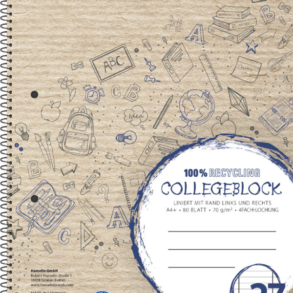 Landré schrift gerecycled, A4-formaat, gelinieerd, 80 bladen