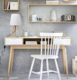 UNILUX LED-bureaulamp KATY, wit / bamboe