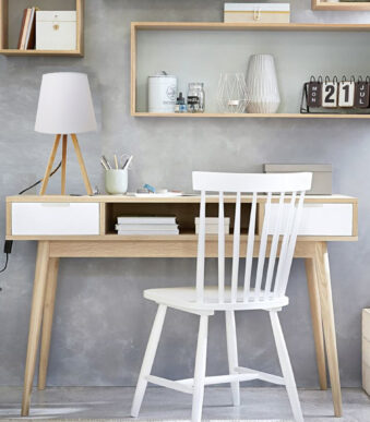 UNILUX LED-bureaulamp KATY, wit / bamboe