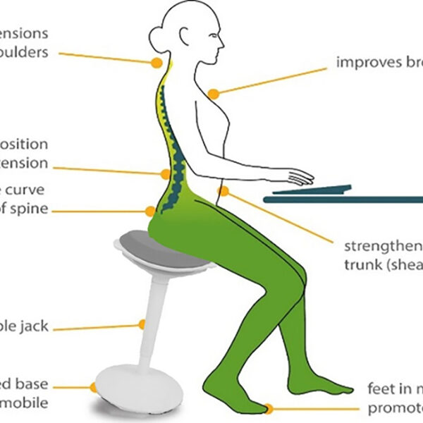 UNILUX ergonomische kruk ERGO BOOST, wit-grijs