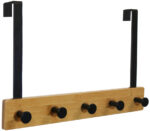 UNiLUX deurgarderobe KARAKO, 5 haken, zwart / bamboe
