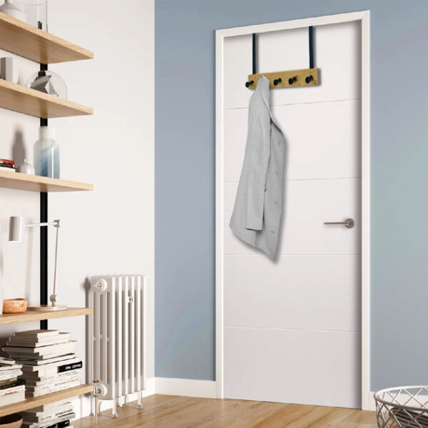 UNiLUX deurgarderobe KARAKO, 5 haken, zwart / bamboe