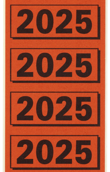 ELBA inhoudsetiket '2025', rood, maat: (B)57 x (H)25 mm