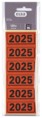ELBA inhoudsetiket '2025', rood, maat: (B)57 x (H)25 mm