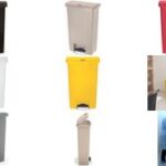 Rubbermaiden vuilnisbak met pedaal, slanke Jim, 50 liter, geel.