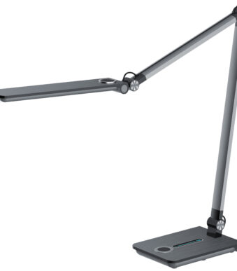 Hansa LED-bureaulamp 'Wave', voet, grijs-metallic