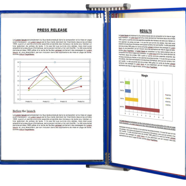Metalen wandsysteem voor tentoonstellen van documenten formaat A4