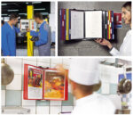 Metalen wandsysteem voor tentoonstellen van documenten formaat A4