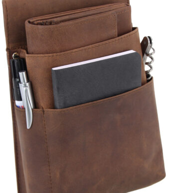 Alassio gordeltas voor kelnerportemonnee, Jagersleer, bruin
