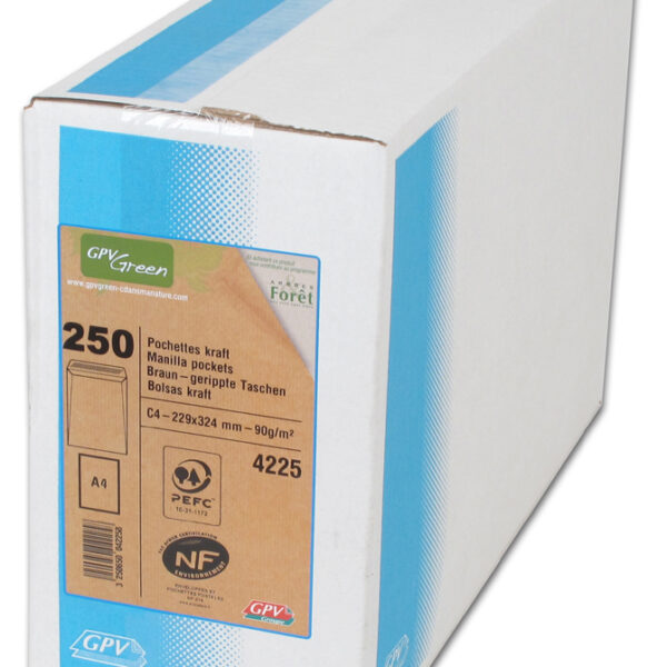 GPV akte-envelop, C4, 22,9 x 32,4 cm, zelfklevend, bruin, 250 st.