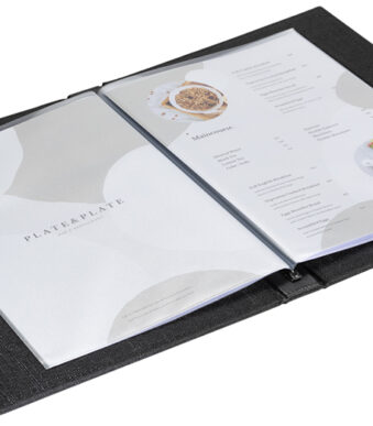 EUROPEL menukaart-map LINNEN, DIN A4, zwart