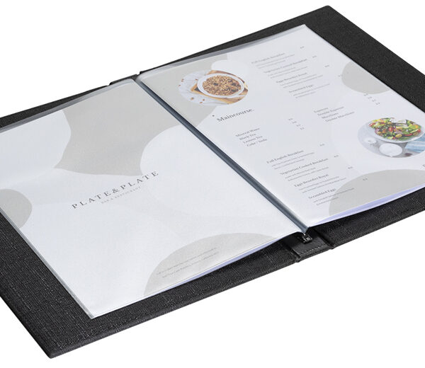 EUROPEL menukaart-map LINNEN, DIN A4, zwart