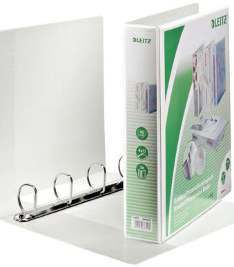 LEITZ presentatie-ringband, A4 extra breed, wit,rug 63 mm, 4-D-rings mechaniek
