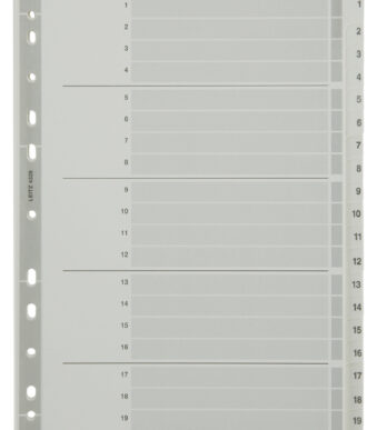 LEITZ Mylarkartonnen tabbladen, cijfers, A4, 1-20, 20-delig,grijs
