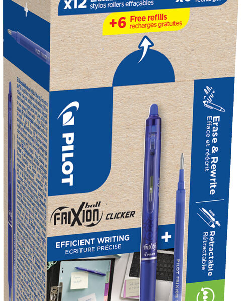 PILOT rollerball FRIXION BALL CLICKER 07, BONUS PACK, blauw