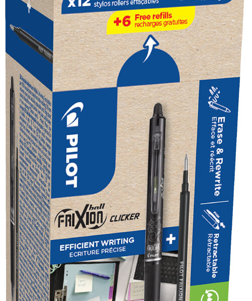 PILOT rollerball FRIXION BALL CLICKER 07, BONUS PACK, zwart