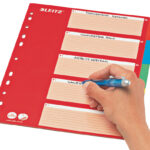 LEITZ kartonnen tabbladen, blanco, A4, 5-delig, meerkleurig