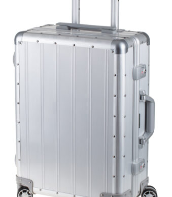 Aluminium trolley, mat zilverkleurig.