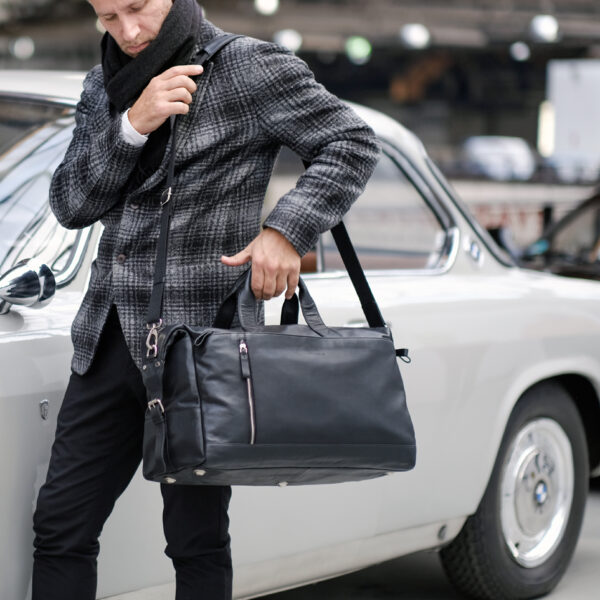 Lederen weekendtas TORO, zwart