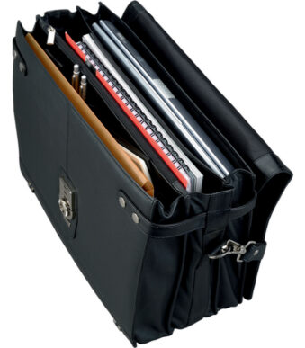 Aktentas 'Monza', leer, zwart