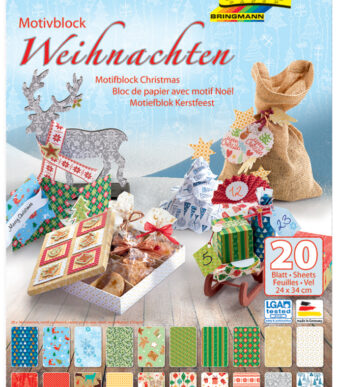 Kartonnen blok 'Kerst III' met motieven, 240 x 340 mm