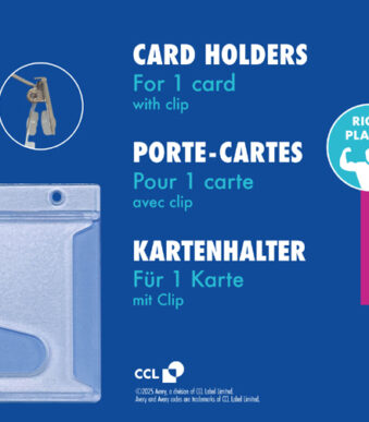 AVERY pashouder met clip, transparant, 54 x 85 mm