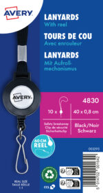 AVERY textiellint/keycord met oprolmechanisme, zwart