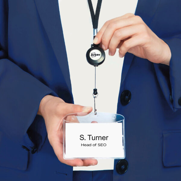 AVERY textiellint/keycord met oprolmechanisme, zwart