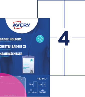 AVERY badgehouder XL, 105 x 148 mm, transparant