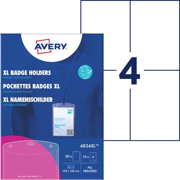 AVERY badgehouder XL, 105 x 148 mm, transparant