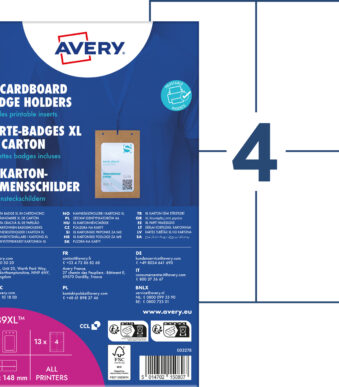 AVERY naambadge-mapje XL, van karton, 105 x 148 mm