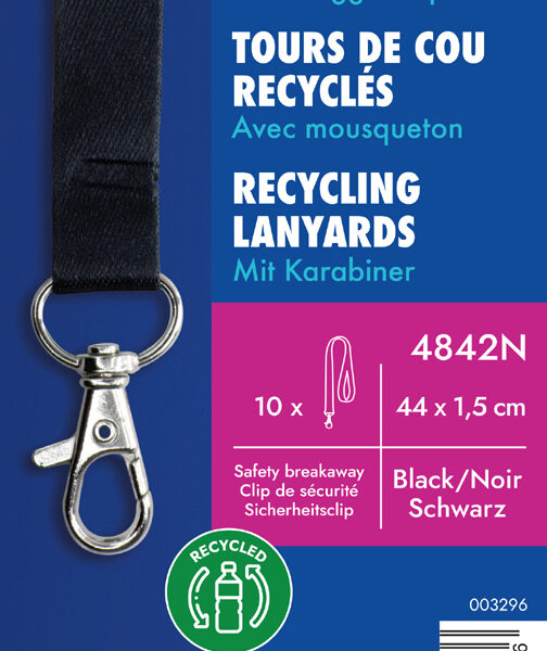 AVERY textiellint / keycord, van rPET, 440 x 15 mm, zwart