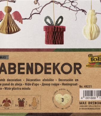 Honinggraatdecoratie kerst, cadeauverpakking 3 stuks